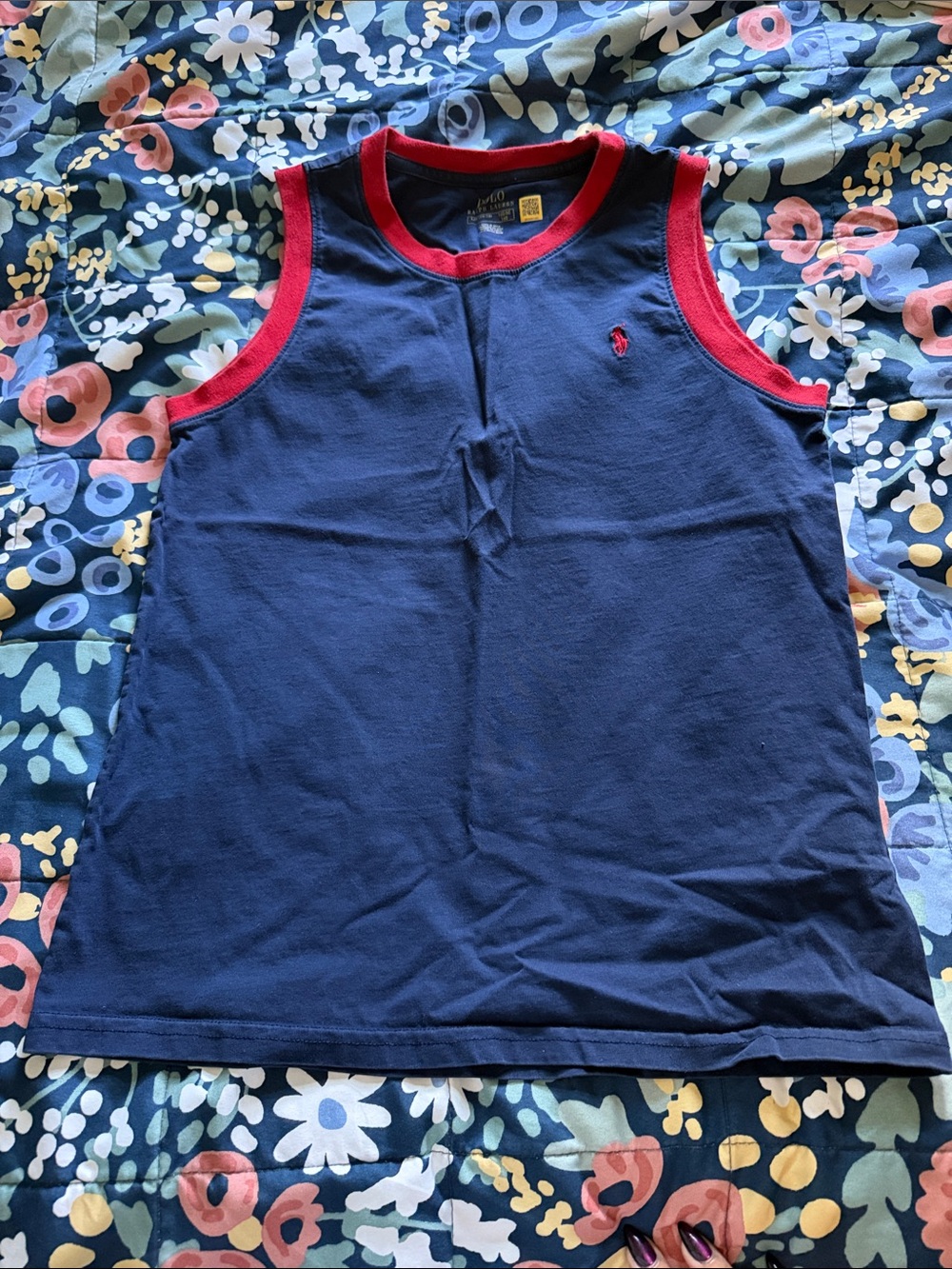 Polo by Ralph Lauren Navy Tank Top with Red Trim